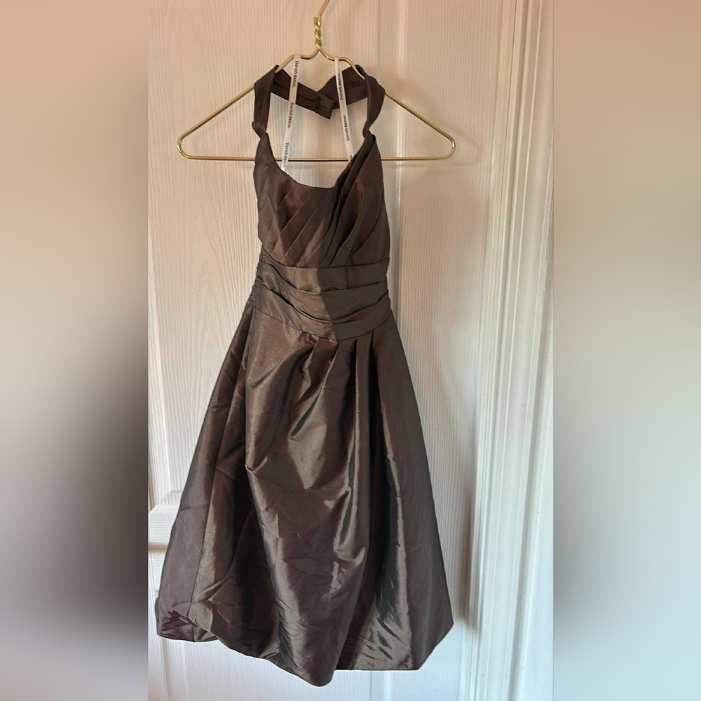 David's Bridal Strapless Halter Rouching Prom Bridesmaid Cottagecore Formal